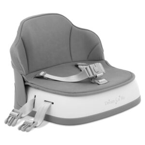 Dream On Me Cozy Pod Booster Seat with Removable Cover in Gray, Booster Seat for Kitchen Chair Includes a 3-Point Safety Harness with 2 Belts for Safety, Foldable & Easy to Carry