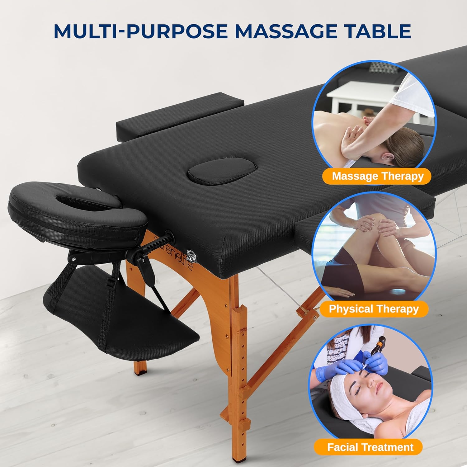 SereneLife Portable Massage Table, Professional Adjustable Folding 3 Sections Massage Bed with Carrying Bag, Lash Bed Ideal for Beauty Salon, Physical Therapy, Tattoo Parlor, Spa & Facial Treatment - Image 2