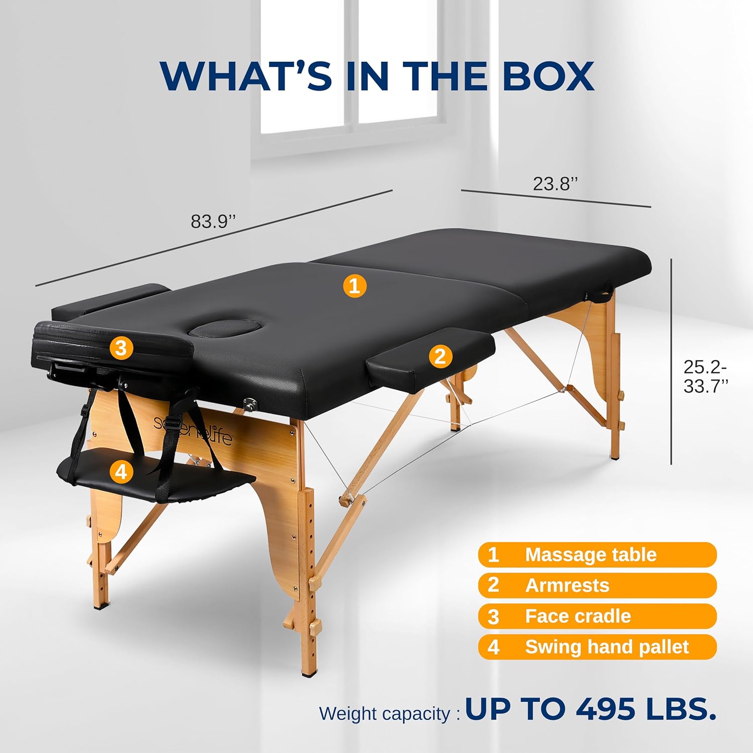 SereneLife Portable Massage Table, Professional Adjustable Folding 3 Sections Massage Bed with Carrying Bag, Lash Bed Ideal for Beauty Salon, Physical Therapy, Tattoo Parlor, Spa & Facial Treatment - Image 8