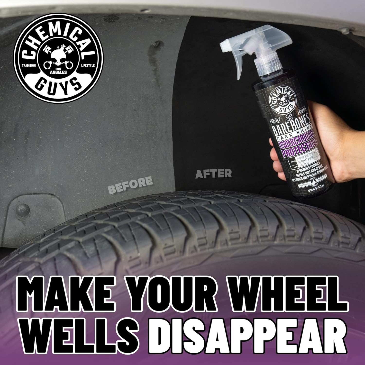 Chemical Guys TVD_104_1602 Bare Bones Premium Dark Shine Spray for Undercarriage, Tires and Trim, Safe for Cars, Trucks, Motorcycles, RVs & More,16 fl oz (2 Pack) - Image 3