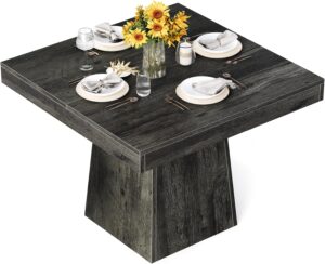 LITTLE TREE Dining Table for 4 People, 31.5-Inch Square Small Kitchen Table, Farmhouse Dinner Table with Sturdy Pedestal Base for Restaurant, Dining Room, Living Room, Grey