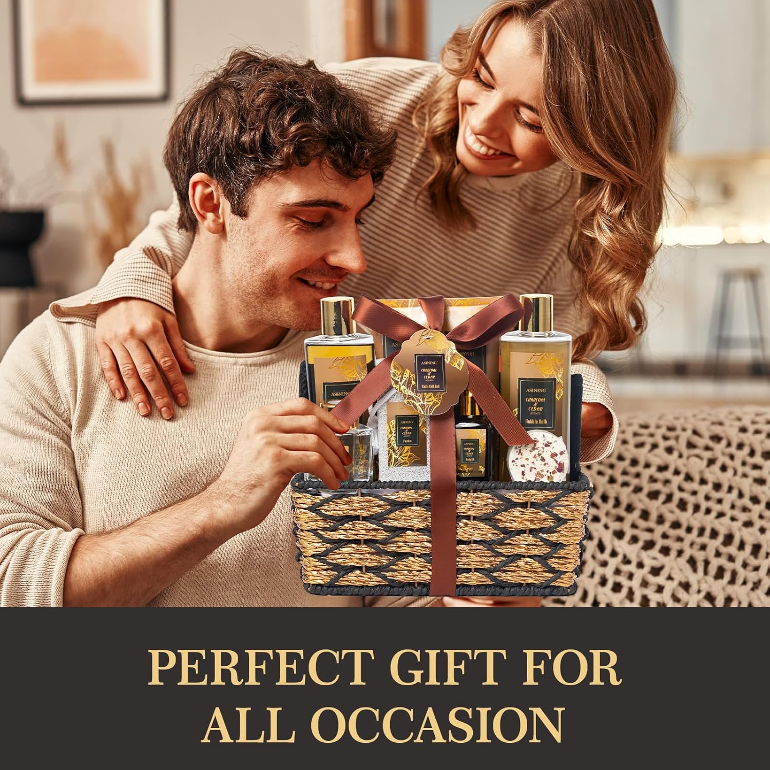 Spa Set for Women & Mens Gift, Relaxing Gifts for Men, Father's Day Gifts for Men Dad with 14PCS Charcoal & Cedar Scents Spa, Includes Bubble Bath, Shower Gel, Body Butter, Spa Kit for Mans Gift Set - Image 4