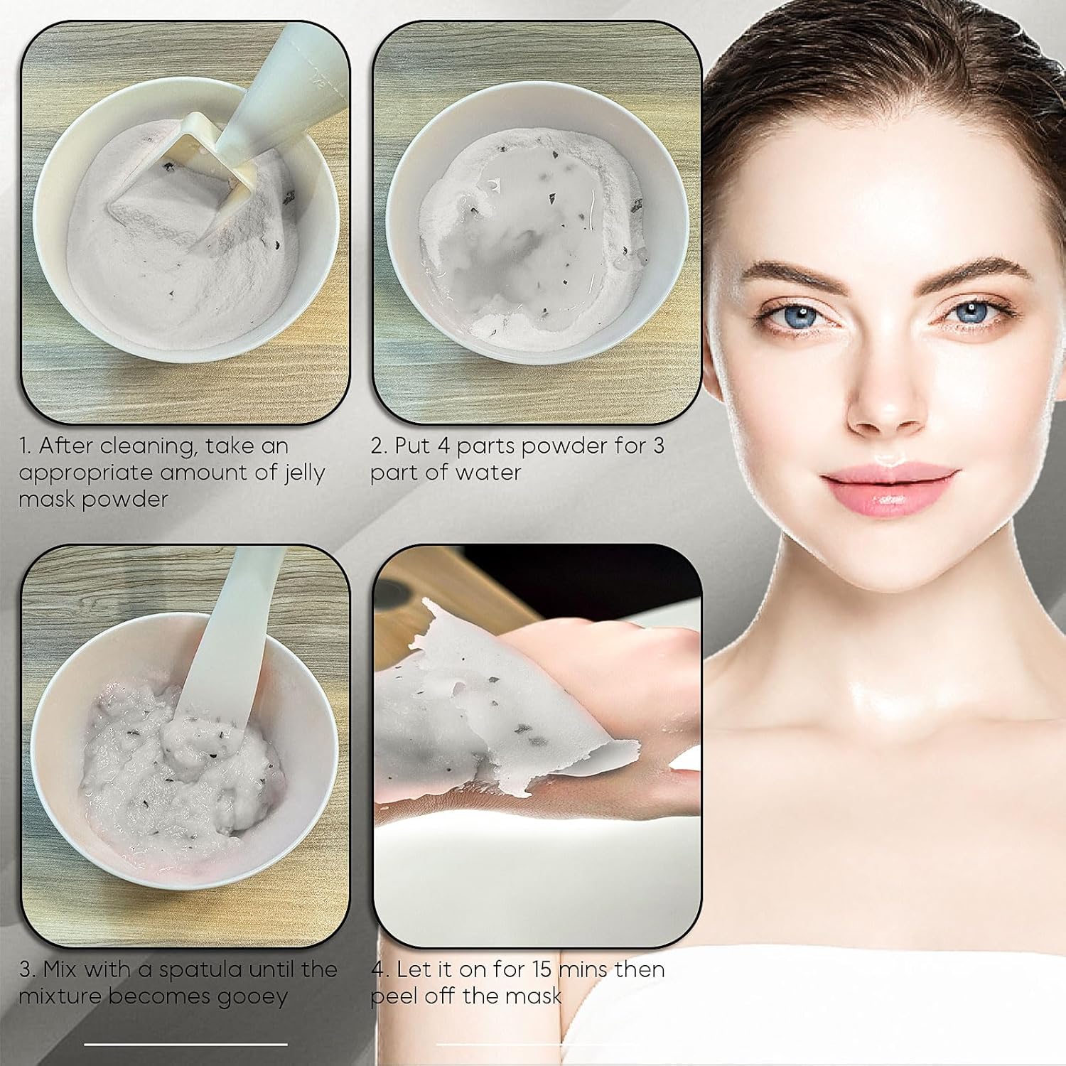 Vajacial Hydro Jelly Mask Powder for Face, Jelly Mask for Facials Professional, Jelly Facial Mask for Teens and Women. Jelly face mask. (Luxury Caviar) - Image 5