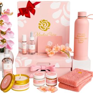 Luxury Spa Gift Basket for Women – Relaxing Christmas Gift, Self Care Kit with Body Scrub & Cream, Facial Mist, Scented Candle & More – Perfect Birthday Gift For Women, Wife, Mom – Box Set of 9 Pcs
