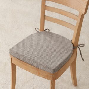 Kitchen Chair Cushions Set of 4 for Dining Chair, Soft Memory Foam Seat Pads with Non-Slip Bottom & Ties for Indoor Kitchen Dining Furniture, 15.5″ x 15.5″ Dark Grey