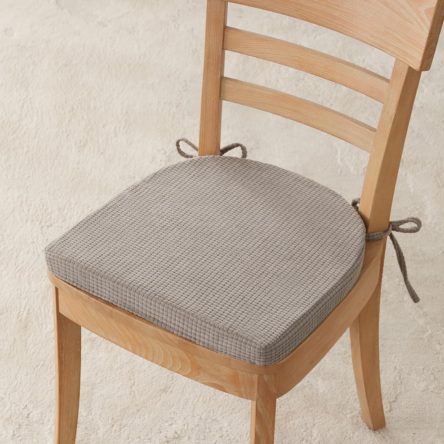 Kitchen Chair Cushions Set of 4 for Dining Chair, Soft Memory Foam Seat Pads with Non-Slip Bottom & Ties for Indoor Kitchen Dining Furniture, 15.5" x 15.5" Dark Grey