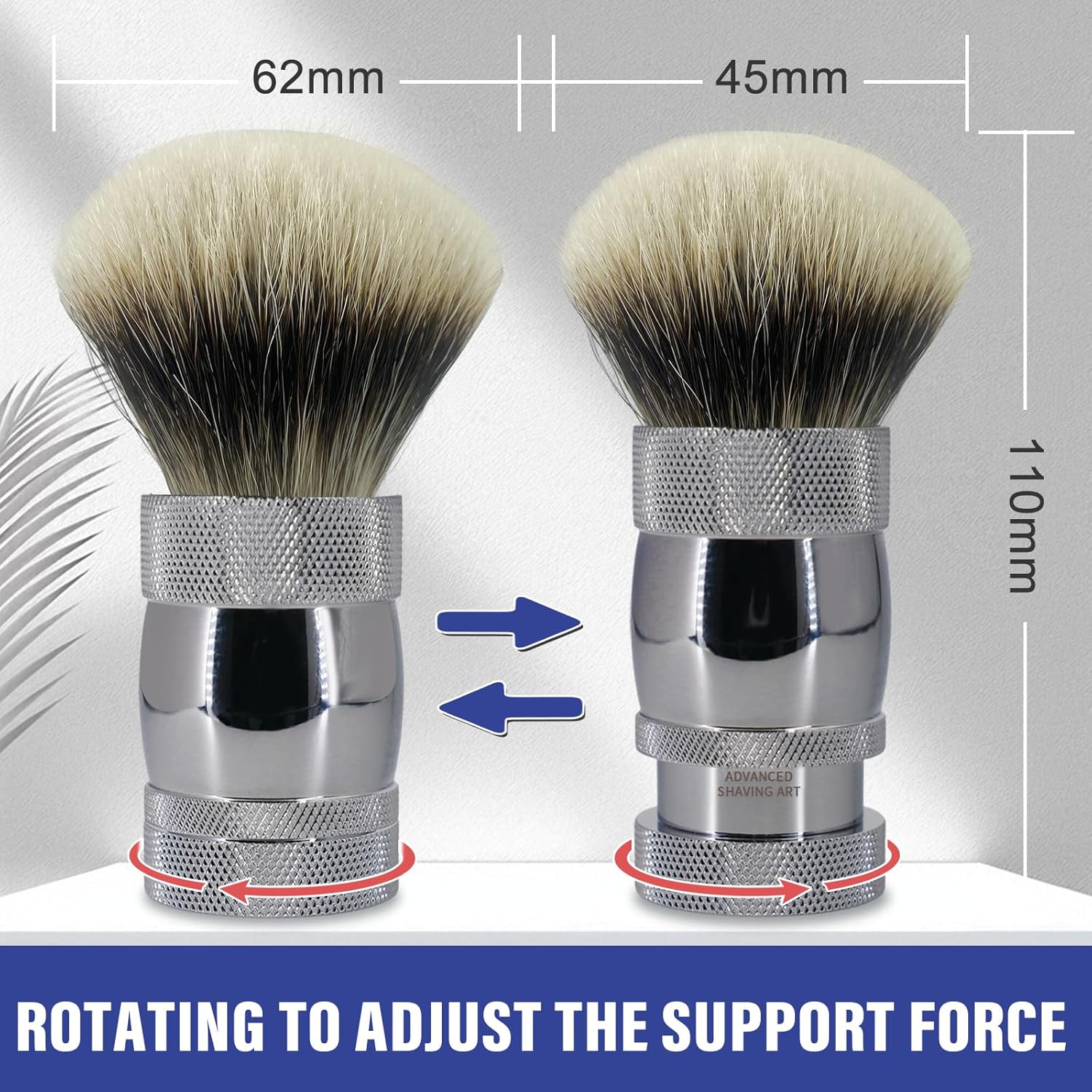 Silvertip Badger Shaving Brush – Rotating Handle to Control Bristle Height, Premium Shaving Brushes for Men, Luxury Badger Hair Shave Brush - Image 3