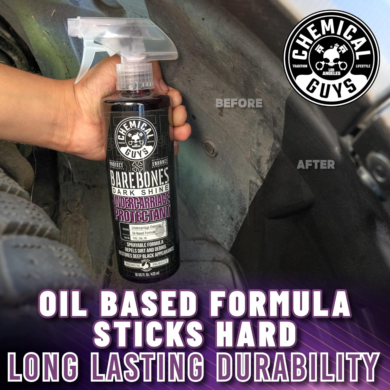 Chemical Guys TVD_104_1602 Bare Bones Premium Dark Shine Spray for Undercarriage, Tires and Trim, Safe for Cars, Trucks, Motorcycles, RVs & More,16 fl oz (2 Pack) - Image 6