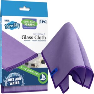 persik Pure-Sky Microfiber Cleaning Cloth – JUST ADD Water No Detergents Needed – Streak Free Magic Ultra Microfiber Polishing Towel – for Windows, Glass, Mirror and Screen – Leaves no Wiping Mark