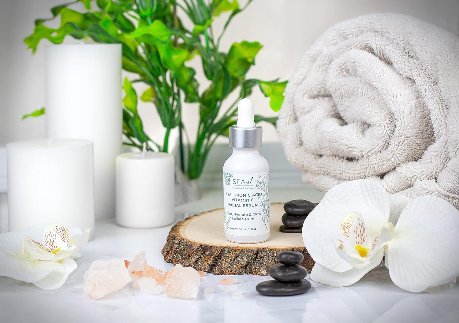 Sea-el Hyaluronic Acid & Vitamin C Facial Serum Drops Firming Hydration & Glow Anti Aging Face Moisturizer - Daily Wrinkle Diminishing Skin Care for Women & Men, Vegan - 1 Fl Oz - Image 7