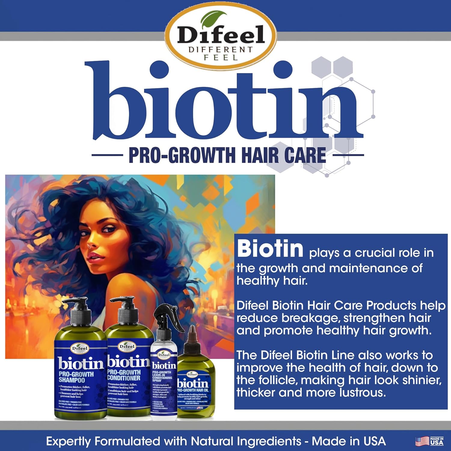 Difeel Biotin Pro Growth Premium Hair Oil 8 oz. - Infused with Fortifying Biotin for Healthy Hair Growth - Image 4