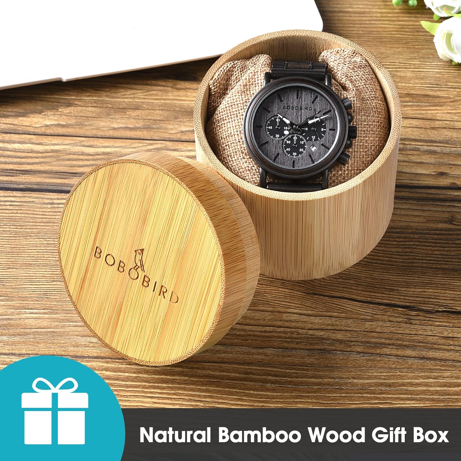 2win Mens Wooden Watches Luxury Stainless Steel Wood Watch for Men Chronograph Quartz Watches - Image 3