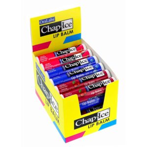 Chap-Ice® | Premium and Traditional Lip Balm for Chapped, Dry, or Windburned Lips | 3 Flavor Assorted (SPF-15) – Cherry, Moisture & Watermelon – 24 Sticks (0.15oz/4.25g)