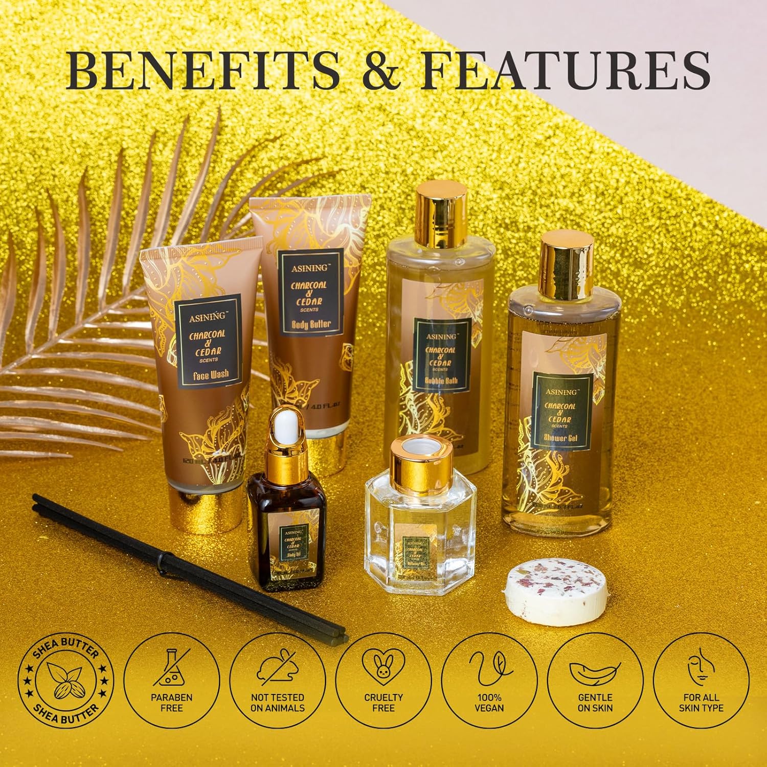 Spa Set for Women & Mens Gift, Relaxing Gifts for Men, Father's Day Gifts for Men Dad with 14PCS Charcoal & Cedar Scents Spa, Includes Bubble Bath, Shower Gel, Body Butter, Spa Kit for Mans Gift Set - Image 3