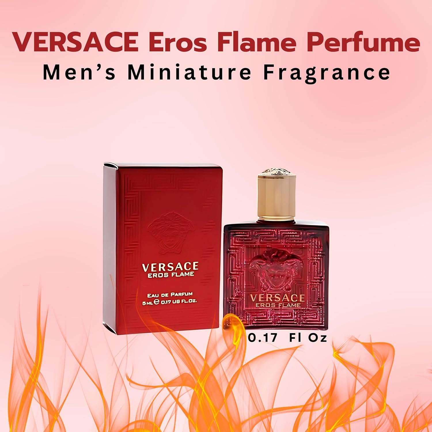 Versace Eros Flame Perfume for Men Mini EDP Splash 0.17 Ounce - Image 3