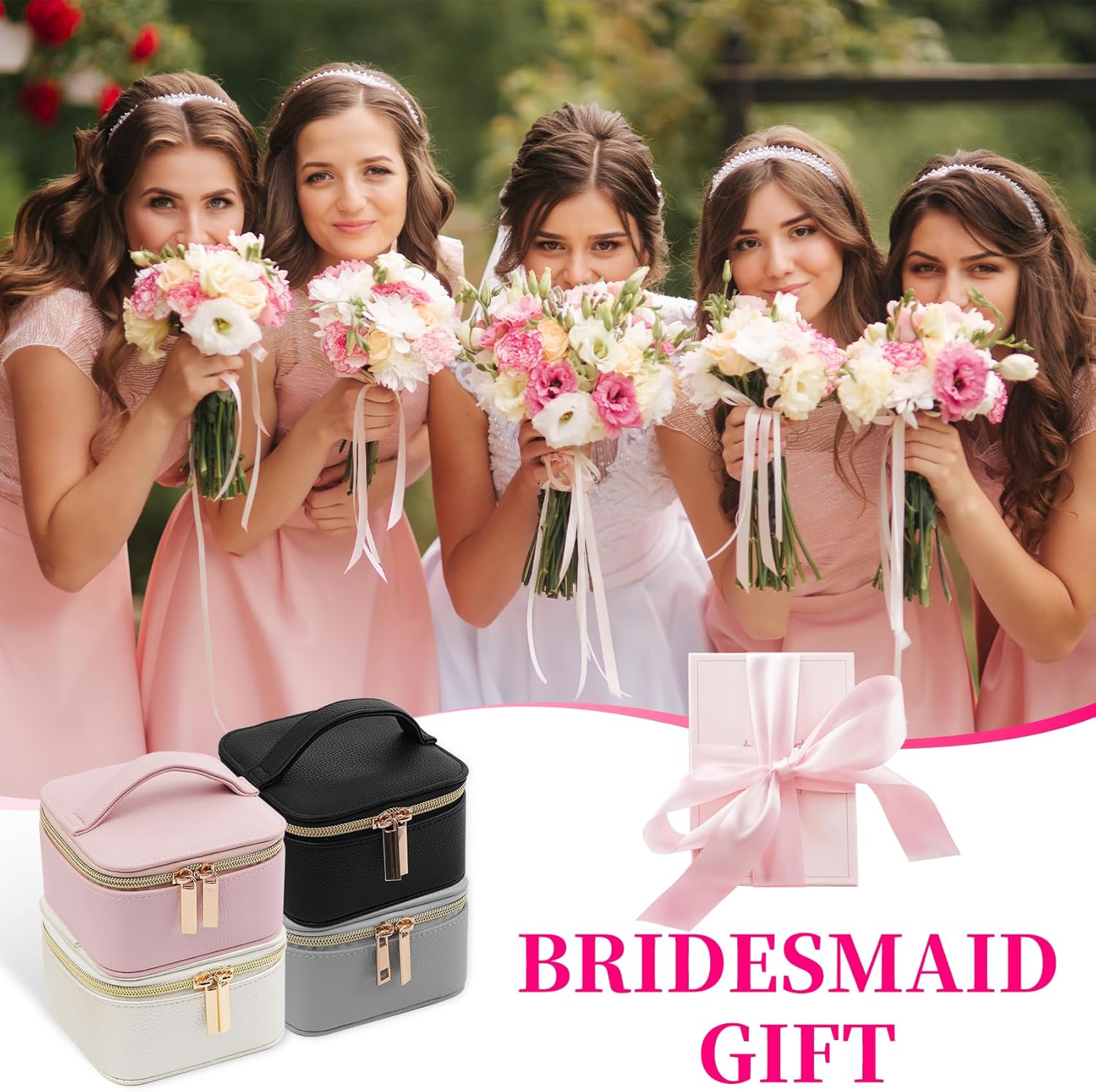 PU Leather Travel Jewelry Organizer Case with 4 Pouches & Handle, Anti-Tangle Storage Box for Necklace, Earrings, Rings, Compact Jewelry Box for Women Gift (Beige) - Image 8