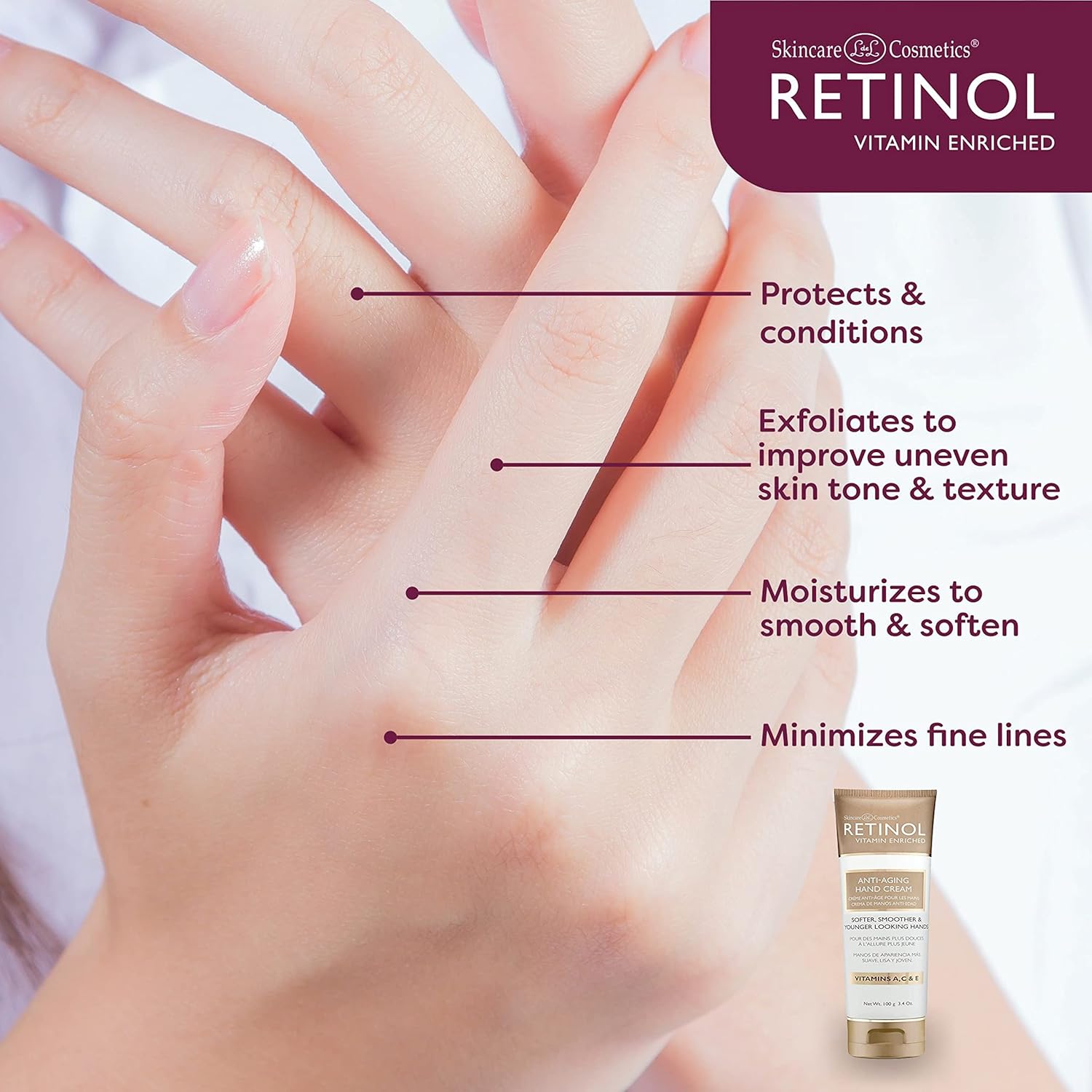 Retinol Anti-Aging Hand Cream – The Original Brand For Younger Looking Hands –Rich, Velvety Hand Cream Conditions & Protects Skin, Nails & Cuticles – Vitamin A Minimizes Age’s Effect on Skin - Image 5