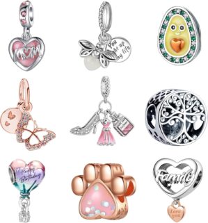 9PCS European Charms Beads Pendant For Bracelet, Charms DIY Bracelets Necklace Jewellery Gift