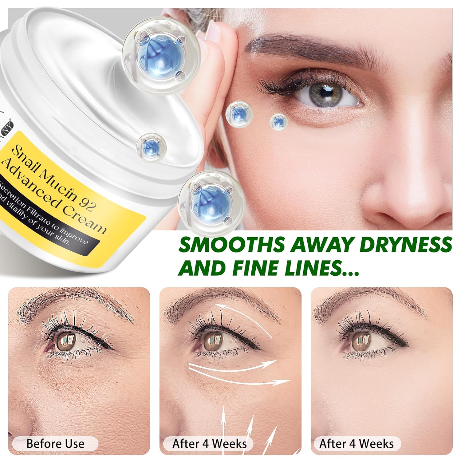 Snail Mucin 92% Repair Serum Cream - Face Moisturizer Hydrating Anti Age Firming Wrinkle Reduction Daily Repair Snail Mucin Face Cream for Dry & Sensitive Skin, All Skin Types-100 g/3.52 oz - Image 3