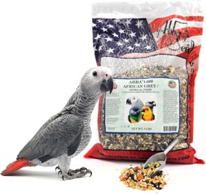 ABBA 1400 Premium Bird Food for African Grey, Conure, and Senegal Parrot, Bird Seed Blend with Whole Eggs, Fruits and Nuts – Packed with Protein, Vitamins & Minerals, 5 lbs
