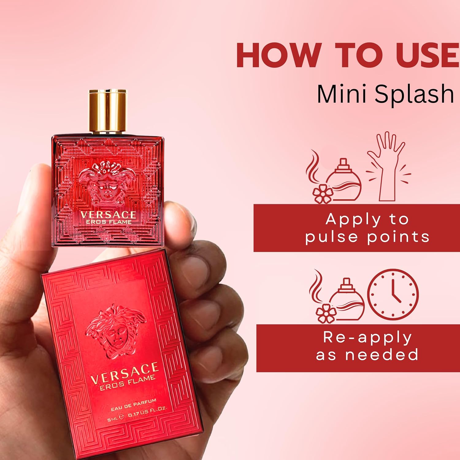 Versace Eros Flame Perfume for Men Mini EDP Splash 0.17 Ounce - Image 5