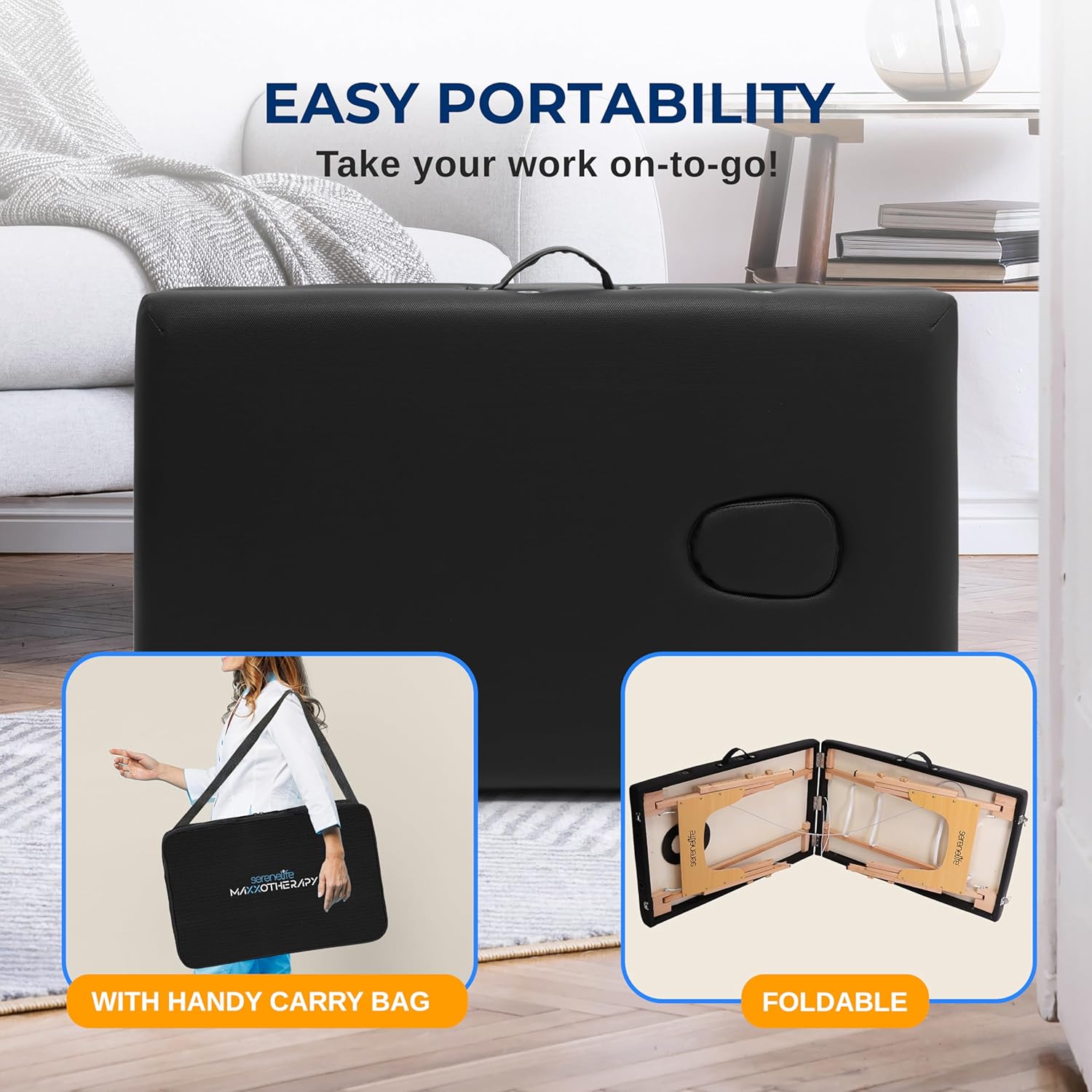 SereneLife Portable Massage Table, Professional Adjustable Folding 3 Sections Massage Bed with Carrying Bag, Lash Bed Ideal for Beauty Salon, Physical Therapy, Tattoo Parlor, Spa & Facial Treatment - Image 3