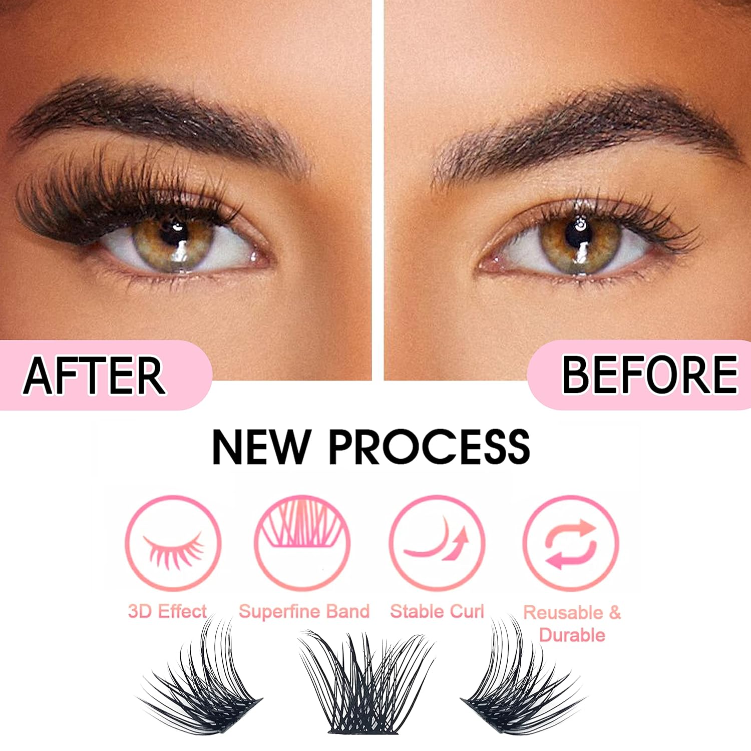 Lash Clusters DIY Eyelash Extensions at Home, C Curl 16mm CoMango Clusters Lashes, Mega Volume Lashes Clusters, DIY Individual Lash Extension Clusters Super Thin Band Reusable Soft & Comfortable - Image 7