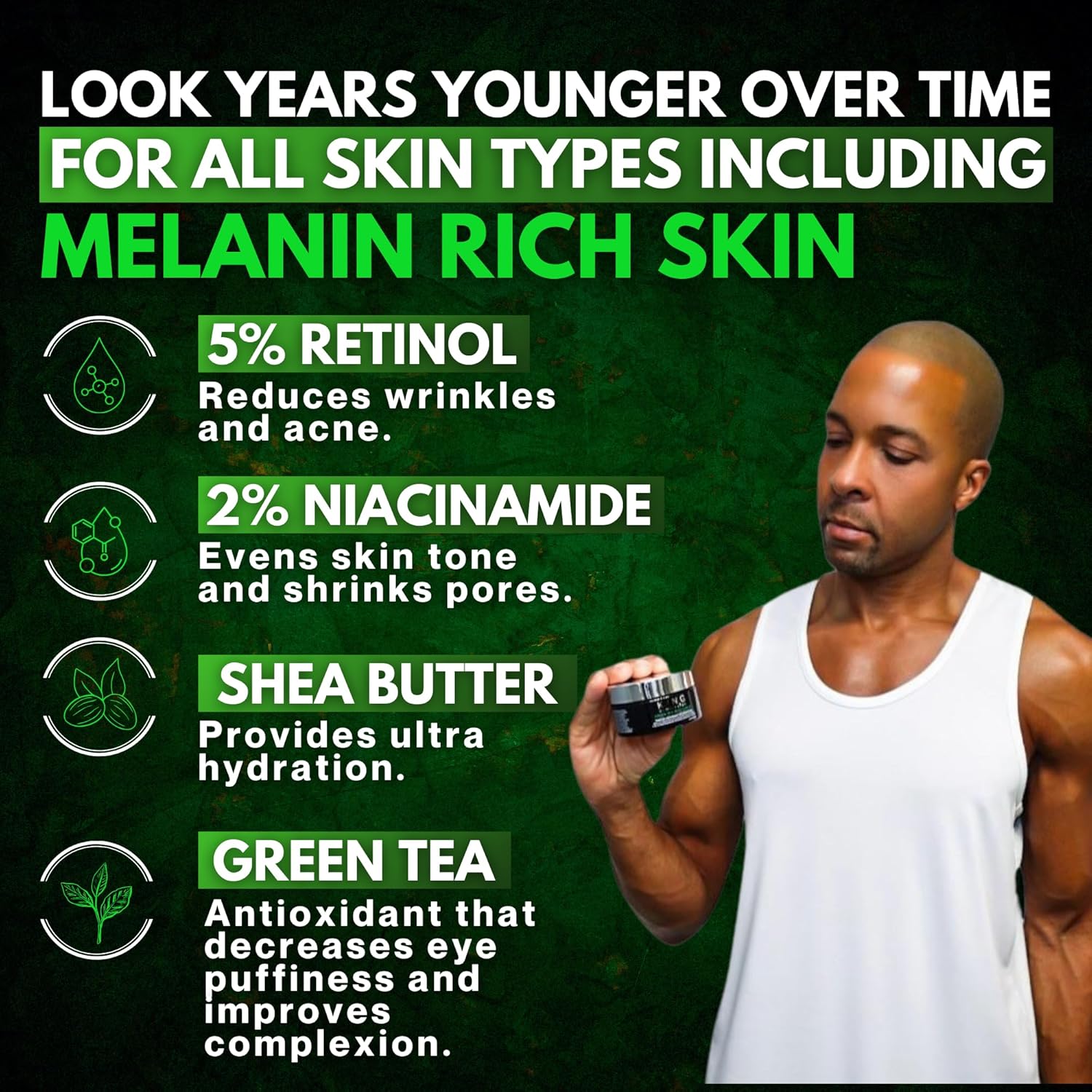 Luxury Mens Anti Aging Face Cream - Small Sample Size - Organic - Lightweight - Non Greasy - Travel Size - Won't Irritate - Black Owned - Mens Face Moisturizer (.18 oz) - Image 3