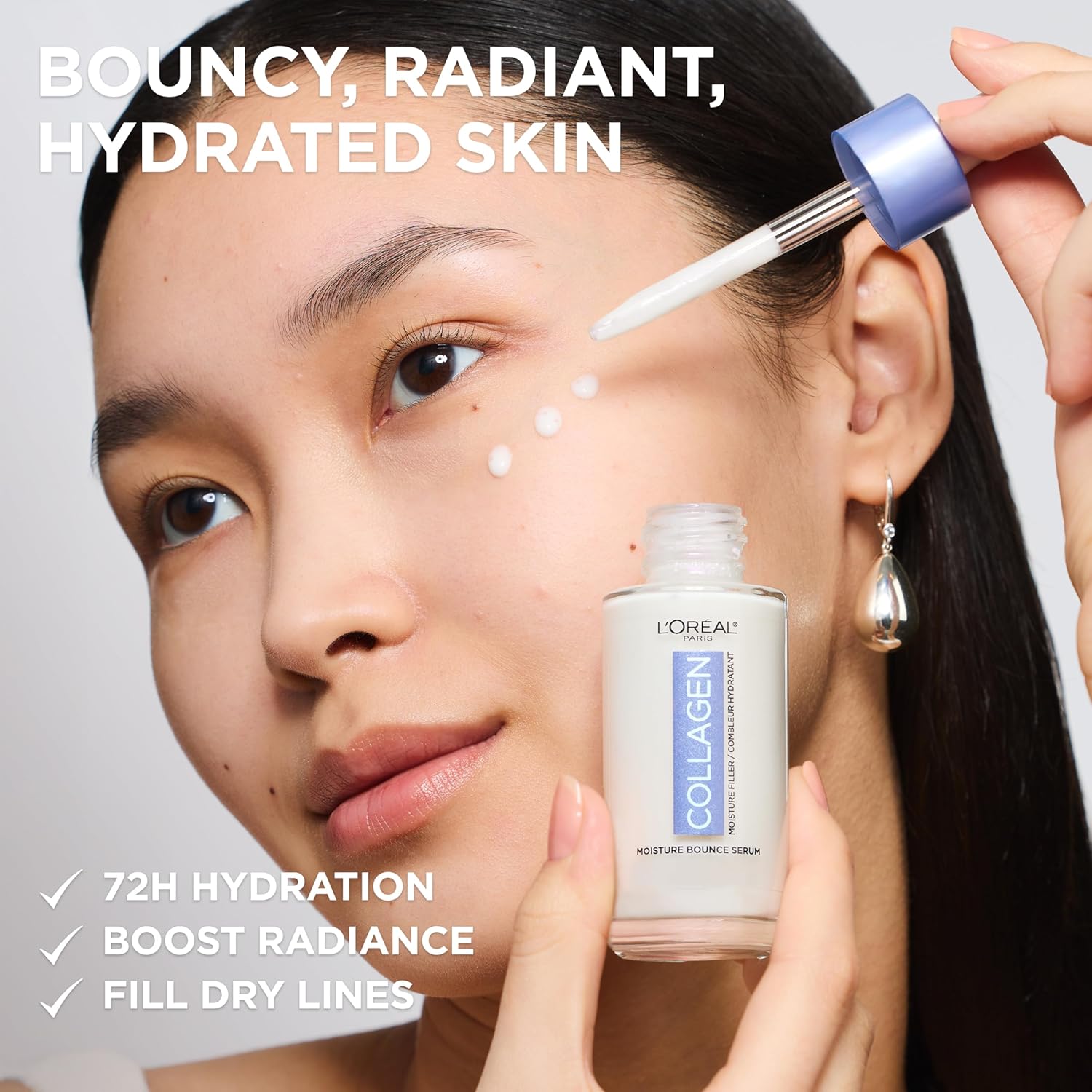 L'Oreal Paris Collagen Moisture Filler Moisture Bounce Face Serum, Glow Serum with Collagen, Glycerin, and Squalane for Bouncy, Radiant, Hydrated Skin - Image 2