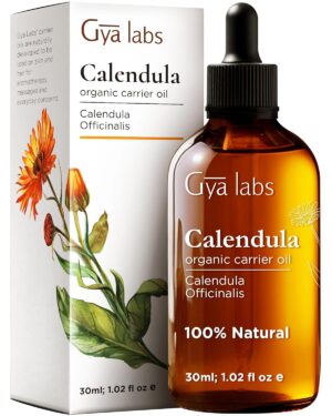 Gya Labs Calendula Carrier Oil – 1 fl oz – Premium Carrier Oil – Nourishing for Skin, Face, Body, Scalp & Hair – Soothing Oil & Moisturizer For Sensitive Skin – 100% Natural Plant Based & Hydrating
