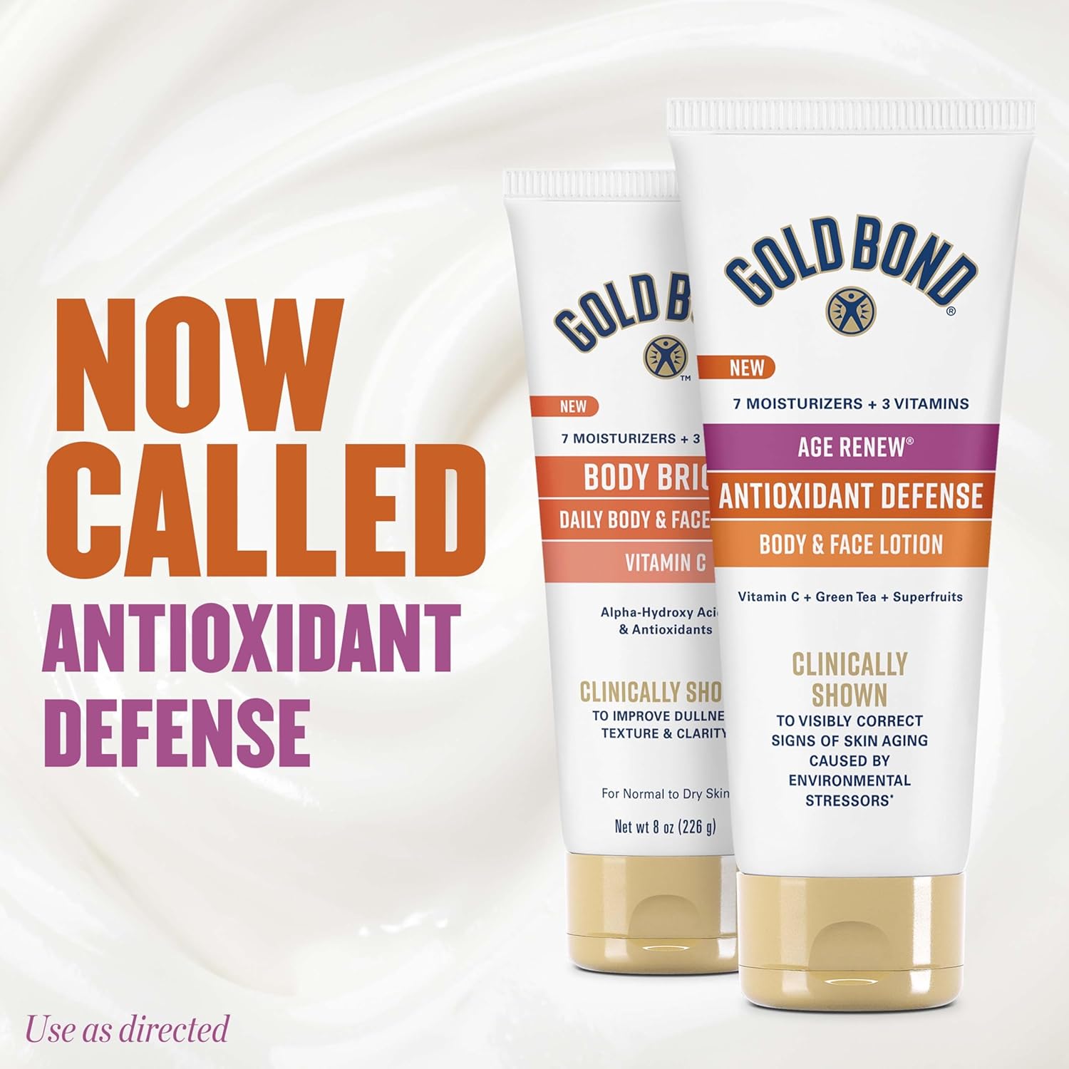 Gold Bond Age Renew Antioxidant Defense Body & Face Lotion, Brightens, Smooths & Evens Skin Tone, Nongreasy Moisturizer With Vitamin C, Superfruits & Green Tea, 8 oz. - Image 2