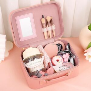 Cosmetic Bags Mothers Birthday Gifts for Women, Luxury Makeup Box Gift Set – Ideal for Birthday Gifts, Self Care Gifts for Mom Daughter Nieces Granddaughters Sister Friend Wife(Pink-2)
