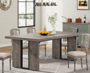Tribesigns 71″ Large Dining Table for 6 to 8 People, Rustic Farmhouse Style Dinner Table, Rectangular Dining Table for Kitchen, Dining Room & Living Room