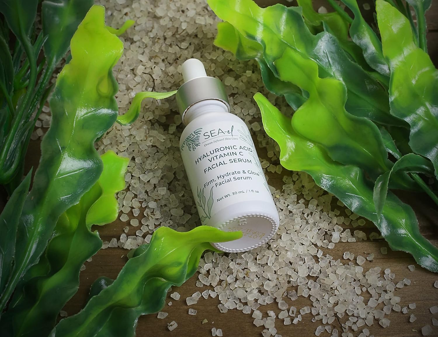 Sea-el Hyaluronic Acid & Vitamin C Facial Serum Drops Firming Hydration & Glow Anti Aging Face Moisturizer - Daily Wrinkle Diminishing Skin Care for Women & Men, Vegan - 1 Fl Oz - Image 4