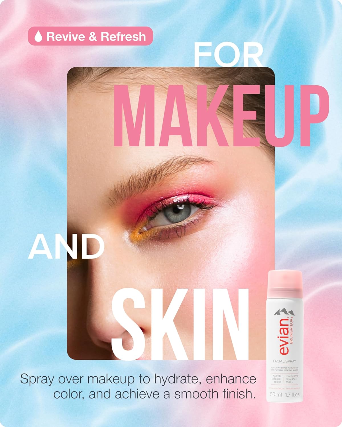 Evian Facial Spray 1.7 oz - Hydrating Mineral Water Mist for Face & Skin - Refreshes Makeup and Tones Skin - TSA-Approved Mini Facial Spray Set for Daily Skincare Hydration - Image 5