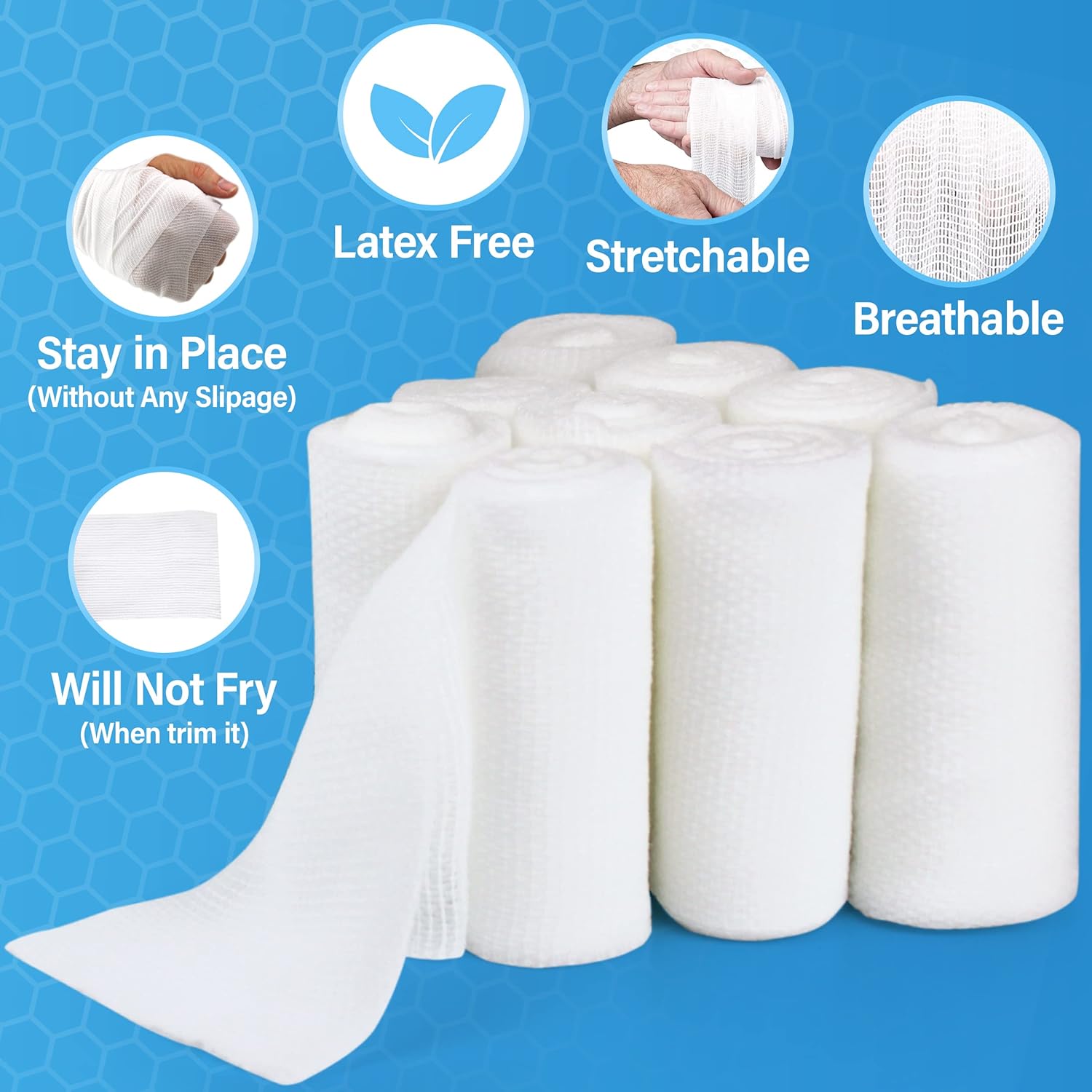 Gauze Bandages – 36 Rolls - Premium First Aid Supplies for Safe Adventuring – Flexible, Stretchable, and Breathable Gauze Rolls – 4” x 4.1 Yards Bandage Wrap for Wound Dressing - Image 2