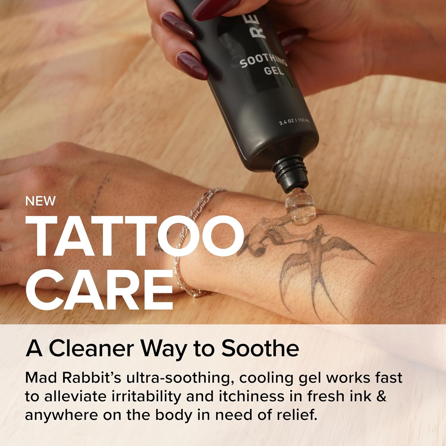 Mad Rabbit Tattoo Aftercare Soothing Gel & Moisturizer As Seen on Shark Tank - Premium Tattoo Supplies for New Tattoo Care, Anti-Itch - Tattoo Care Gel Made with Clean Ingredients - Image 3