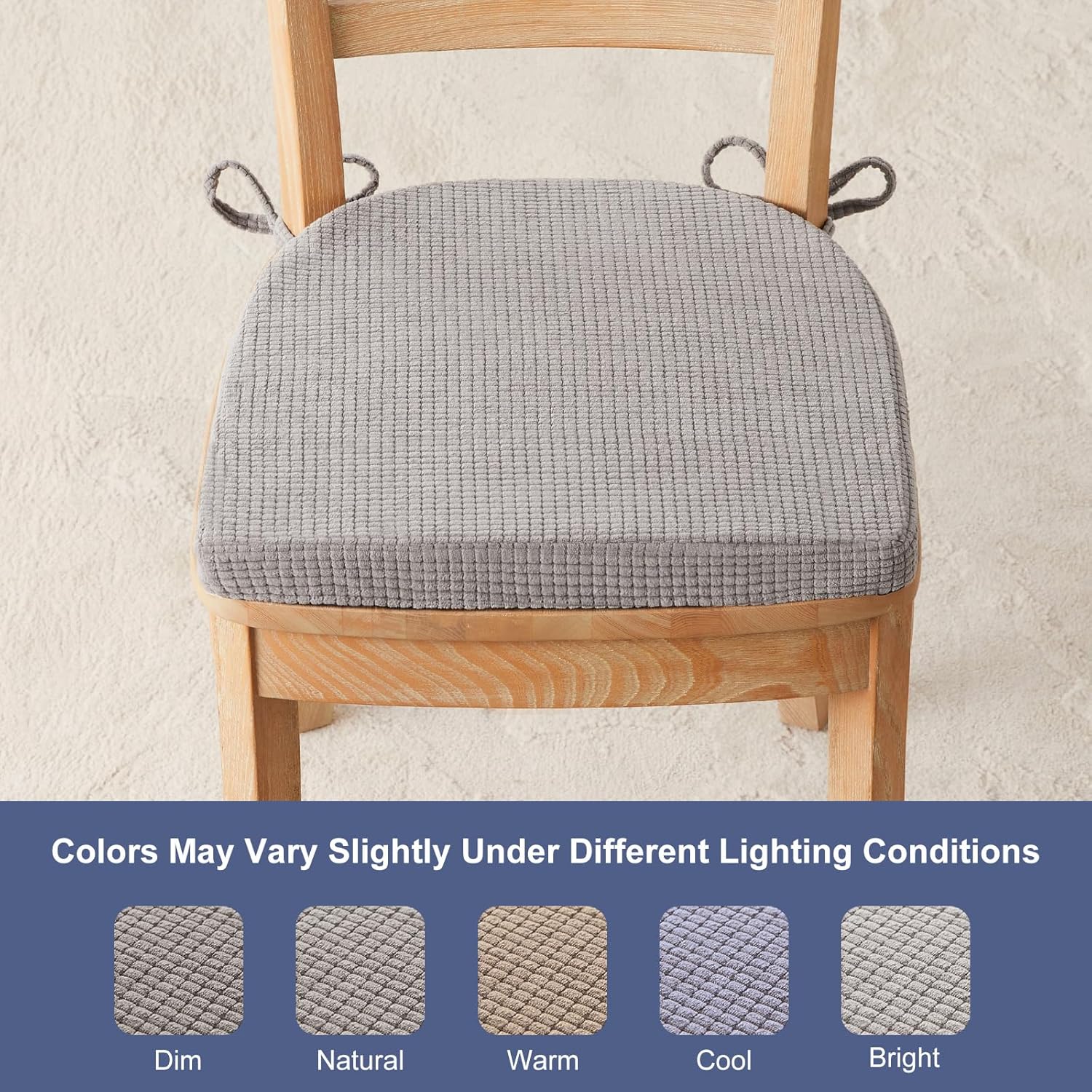 Kitchen Chair Cushions Set of 4 for Dining Chair, Soft Memory Foam Seat Pads with Non-Slip Bottom & Ties for Indoor Kitchen Dining Furniture, 15.5" x 15.5" Dark Grey - Image 5