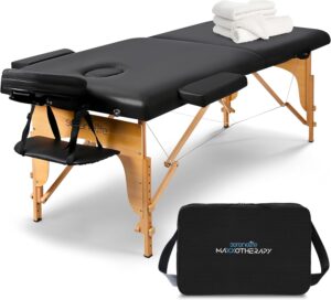 SereneLife Portable Massage Table, Professional Adjustable Folding 3 Sections Massage Bed with Carrying Bag, Lash Bed Ideal for Beauty Salon, Physical Therapy, Tattoo Parlor, Spa & Facial Treatment