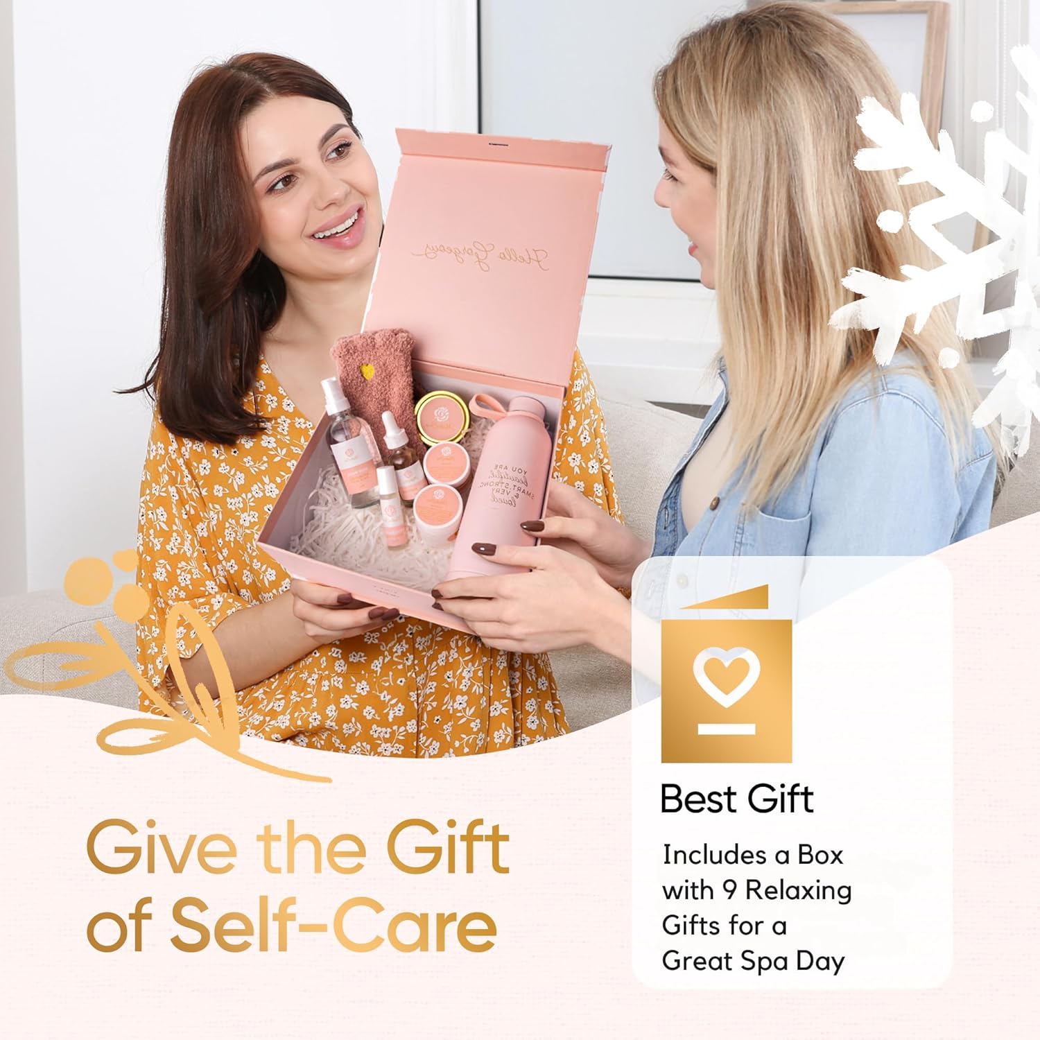 Luxury Spa Gift Basket for Women - Relaxing Christmas Gift, Self Care Kit with Body Scrub & Cream, Facial Mist, Scented Candle & More - Perfect Birthday Gift For Women, Wife, Mom - Box Set of 9 Pcs - Image 3