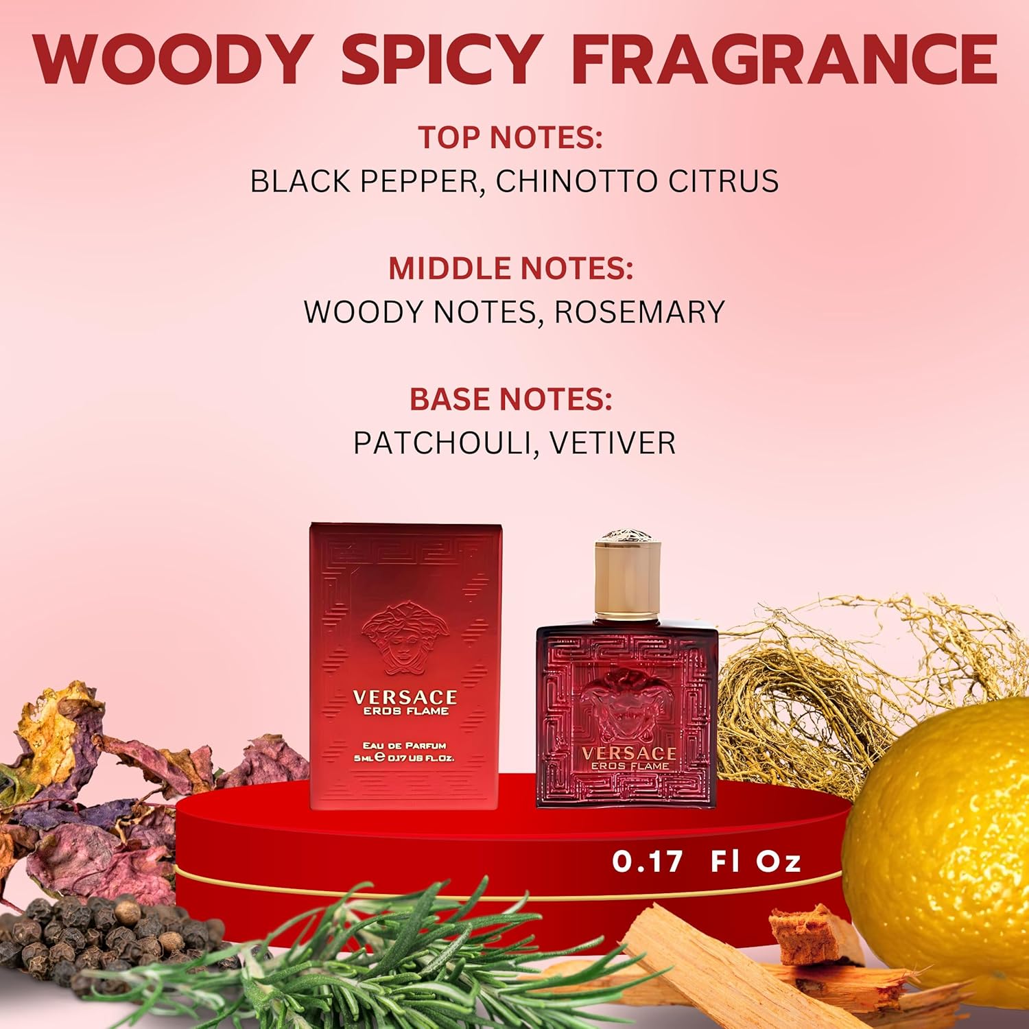 Versace Eros Flame Perfume for Men Mini EDP Splash 0.17 Ounce - Image 4