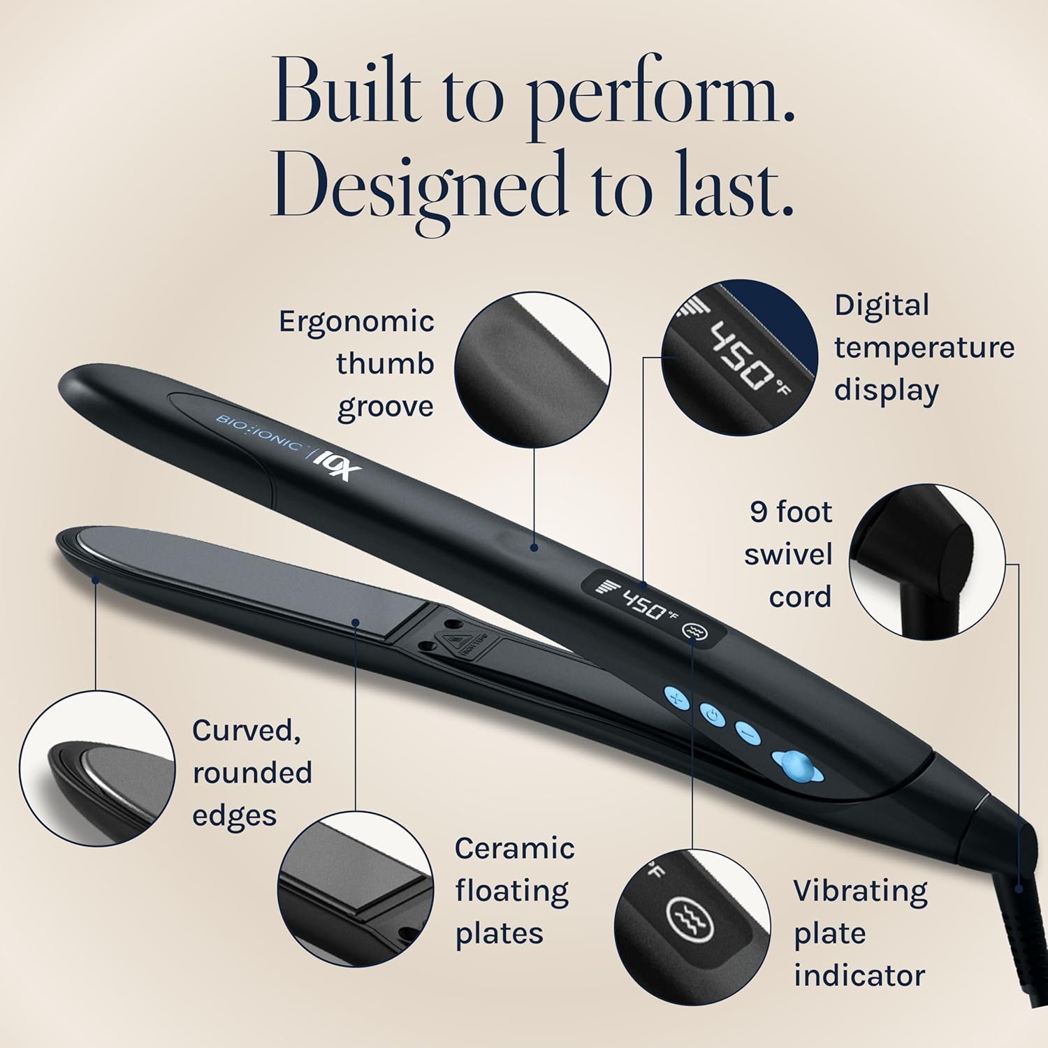 Bio Ionic 10X Styling Iron, Hair Straightener with 1" Sonic Vibrating Plates, Flat Iron with Ion Generating Mineral Complex, Versatile Syler for Wavy & Straight Hairstyles, 2025 Newer Version - Image 4
