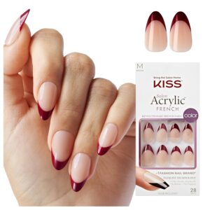KISS Salon Acrylic, Press On Nails, Nail glue included, ‘Catchy’, Purple, Medium Size, Almond Shape, Includes 28 Nails, 2g glue, 1 Manicure Stick, 1 Mini File