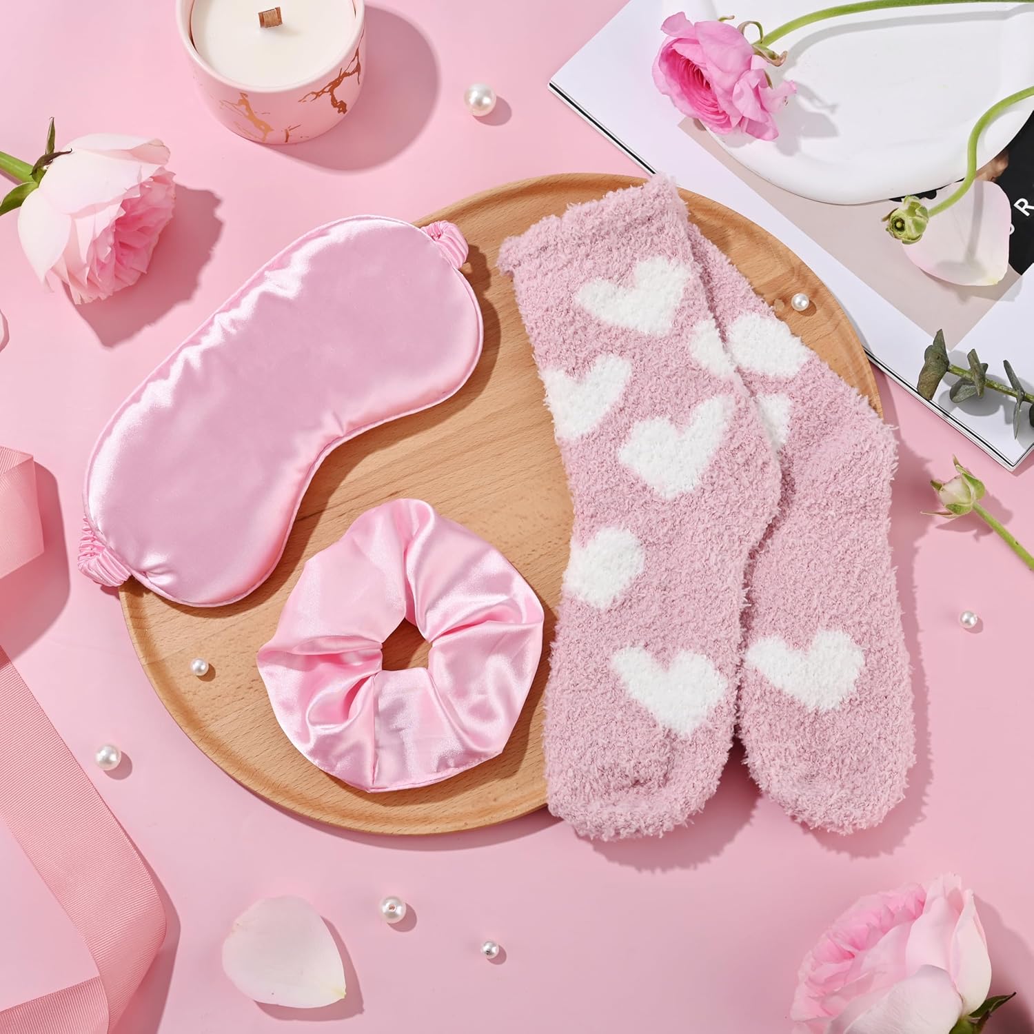 Birthday Gifts for Women Pink Relaxing Spa Gift Baskets Self Care Gift Get Well Soon Gifts Set, Mothers Day Gifts for Mom, w/ Luxury Blanket INSPEAUTY - Image 6