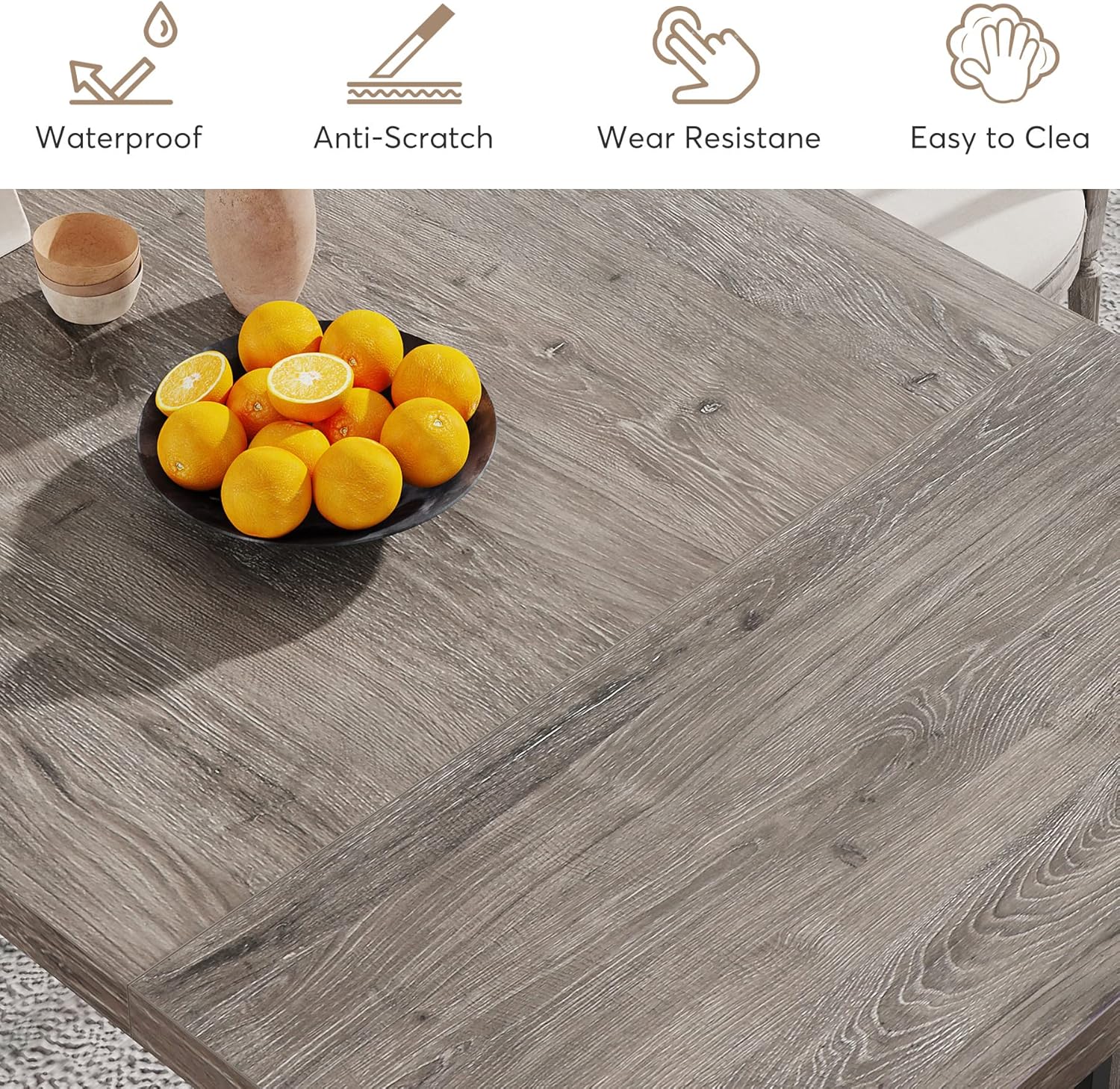 Tribesigns 71" Large Dining Table for 6 to 8 People, Rustic Farmhouse Style Dinner Table, Rectangular Dining Table for Kitchen, Dining Room & Living Room - Image 7