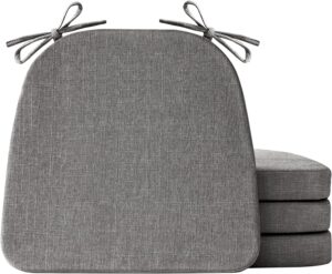Chair Cushions for Dining Chairs Set of 4, Non Slip Kitchen Chair Pads, 17″ x 16″ x 2″, Indoor Dining Chair Cushions with Ties, Seat Cushion for Kitchen Chairs, Chair Pads, Dark Grey