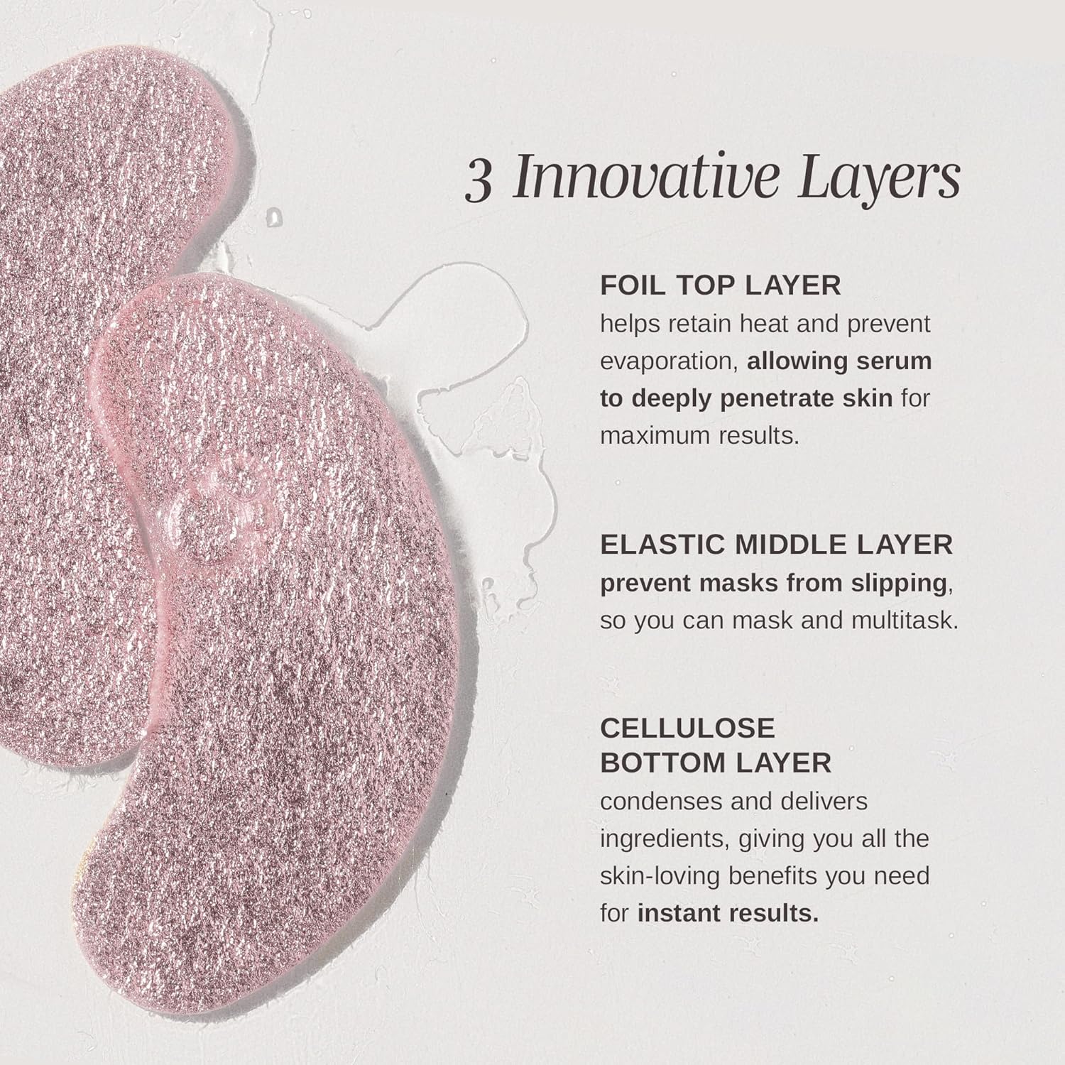 Wander Beauty Baggage Claim - Rose Gold Foil Under Eye Patches For Dark Circles and Puffiness - Under Eye Mask Depuffs & Firms - Brightening Eye Mask for Under Eye Bags (6 Pairs) - Image 2