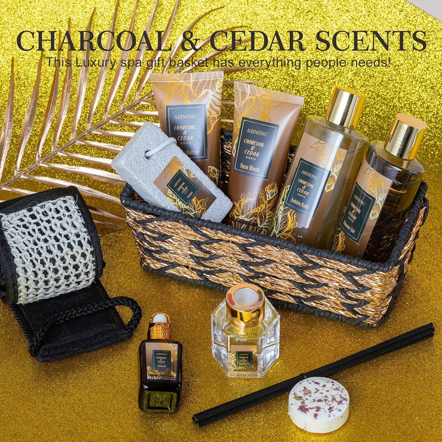 Spa Set for Women & Mens Gift, Relaxing Gifts for Men, Father's Day Gifts for Men Dad with 14PCS Charcoal & Cedar Scents Spa, Includes Bubble Bath, Shower Gel, Body Butter, Spa Kit for Mans Gift Set - Image 6