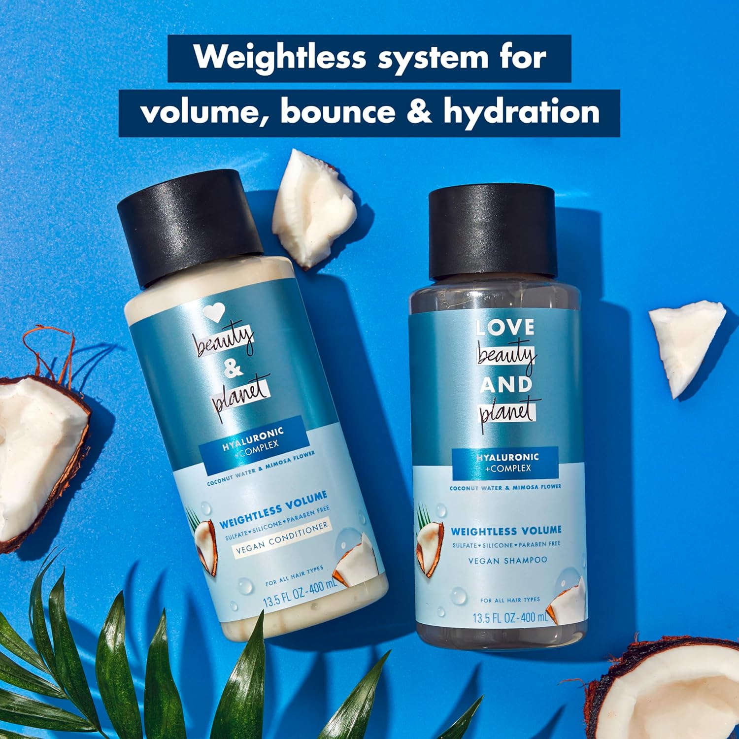 Love Beauty And Planet Volume and Bounty Thickening Shampoo and Conditioner For Hair Volume and Fine Hair Care Coconut Water & Mimosa Flower, Paraben Free, Silicone Free, and Vegan 13.5 oz 2 count - Image 2