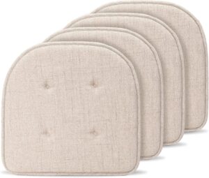 Tromlycs Dining Room Chair Cushions Set of 4 for Dining Kitchen Chairs Pads Seat Cushions Indoor Non Slip U Shaped 17 x 16 Inch Linen